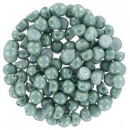 Czech 2-hole Cabochon kralen 6mm Chalk White Teal Luster